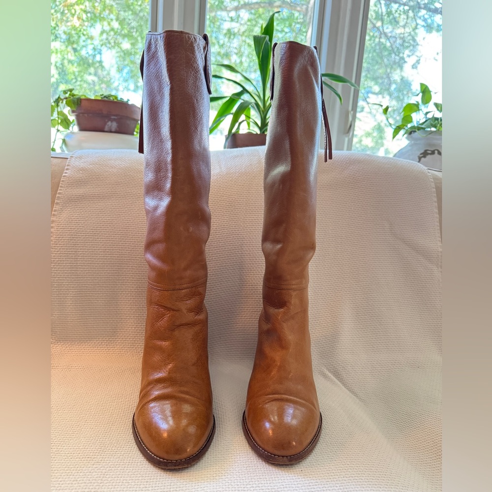 Coach Tan Leather Heeled Boots, sz 10 - Picture 9 of 9